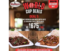 Sizzlerz Cafe & Grill World Cup Deal 5 For Rs.1675/- +Tax